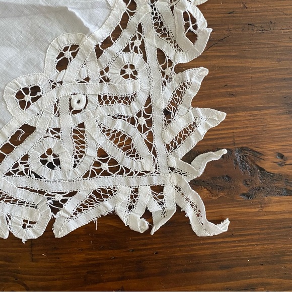 White Battenburg Lace Rectangular Placemat Decor 18.5x15" Cotton Handmade - Picture 2 of 13